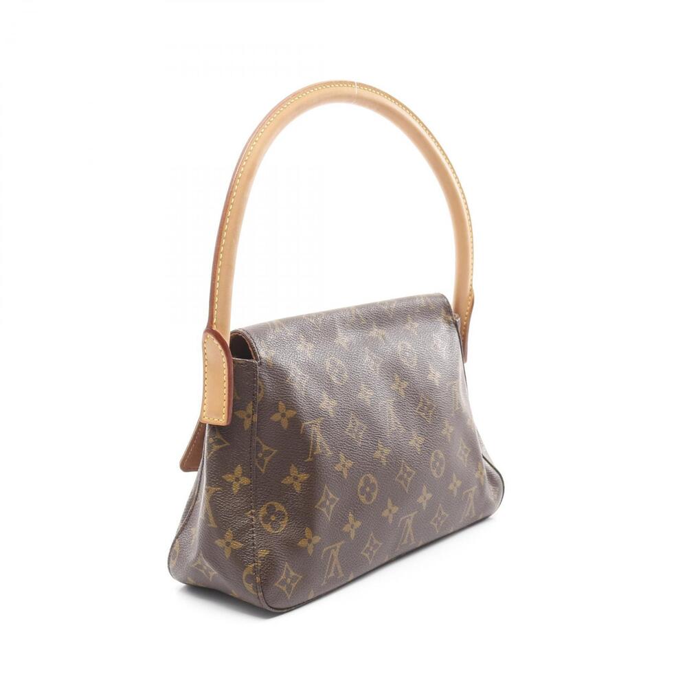 Louis Vuitton Handbag Brown Canvas Leather Looping Monogram